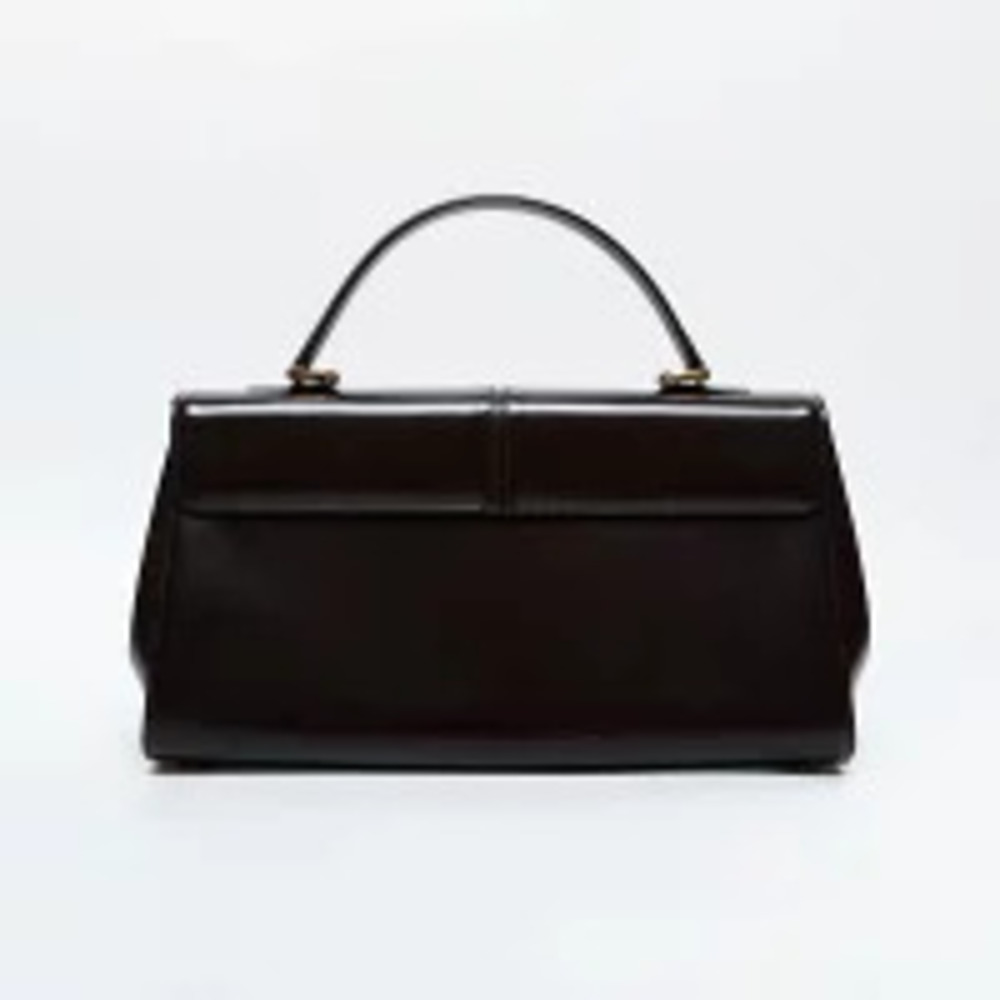 Yves Saint Laurent Logo Leather Handbag Brown - Picture 3 of 13
